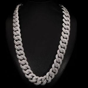 Pass Diamond Tester 20mm Moissanite Cuban 925 Silver Rhodium Plated Trendy Miami Hip Hop Vvs Moissanite Link Chain <b>Gift</b> - Product Image 1