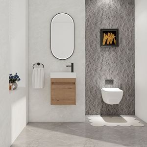 18-Inch <b>Floating</b> <b>Wall</b>-Mounted Bathroom Vanity with White Resin Sink and Soft-Close Cabinet Door - Product Image 6