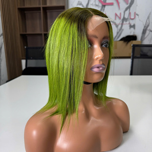 วิกผมต่อแบบสั้นมีโครงตรงสีมะนาวคู่วิกผมแบบถักคู่ทำจากลูกไม้ของมนุษย์บริสุทธิ์100% จากเวียดนาม - Product Image 2