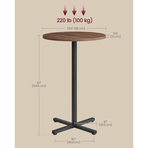 Mesa de Bar Moderna de Estilo Industrial para 2-3 Personas, Fácil de Montar, 23.6 x 4, Base Cruzada de Metal, Mesa de Cóctel - Product Image 2