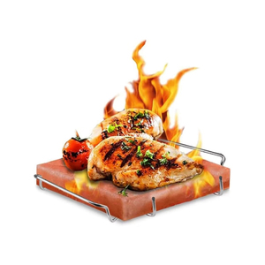 Venta al por mayor 2026 Placas de sal de cristal natural del Himalaya para cocinar, bandeja de metal/acero inoxidable para barbacoa, artesanías naturales - Product Image 1