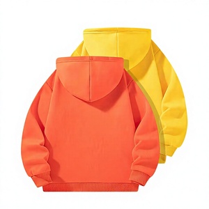 Orange and Yellow Hooded Sweatshirt for Children Casual Winter Wear Fleece Breathable Eco-Friendly Lined Long Sleeve Pullover - Product Image 2