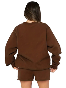 Conjunto de 2 Piezas de Punto Verde para Mujer, Cuello Redondo, Manga Larga, Corte Holgado, Sudadera Informal de Color Sólido con Bolsillo - Product Image 4