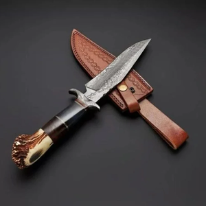 Couteau de camping et de bushcraft Premium LEGACY BLADES en acier Damas, pointe tombante, manche en bois fait main, lame fixe, qualité industrielle OEM - Product Image 4