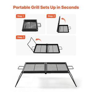 Grille de camping pliable robuste de 24 pouces en acier, équipement compact pour foyer de camping - Product Image 4