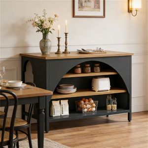 Isola da Cucina con Scaffale Portaoggetti e Armadietto Portaposate, Soluzione Pratica per l'Organizzazione della Cucina - Product Image 2