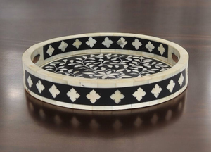 Bandeja de Servir con Incrustaciones de Hueso, Diseño Art Deco, Elegante Bandeja Decorativa para Regalos de Ramadán - Product Image 3