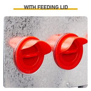 Mangiatoia Automatica per Polli a 6 Porte di Grande Capacità, Zincata, Anti-Roditore, con Gambe e Coperchio per Mangime da 5 kg, per Uso Agricolo - Product Image 6