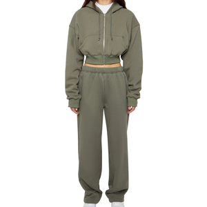 Survêtements de sport d'hiver pour femmes OEM de haute qualité, 100% coton respirant, écologiques, design 2 en 1, pour la salle de sport et le jogging - Product Image 1