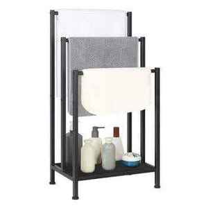 Toallero de pie de hierro negro mate nórdico con diseño de árbol, organizador de toallas de mano de lujo para baño - Product Image 6