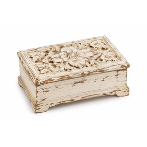 Boîte à bijoux en bois de manguier sculpté à la main, vente en gros |   Style Brocante de Provence - Product Image 1