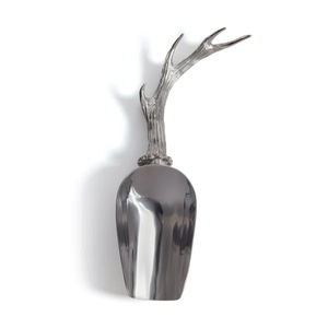 Luxury Pewter Antler Ice Scoop Rustic Deer Horn Handle Stainless Steel Metal <b>Flour</b> & Grain Shovel Elegant Barware & Kitchen Gift - Product Image 2