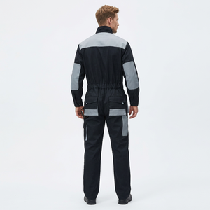 Combinaison de travail bleu marine pour homme avec empiècements gris, résistante à l'abrasion, en coton, uniforme, service OEM personnalisé, unisexe, toutes saisons, certifiée CE - Product Image 5