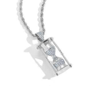 Collier pendentif en laiton personnalisé en forme de sablier, style Hip Hop, entièrement serti de strass, pour femmes et hommes - Product Image 4