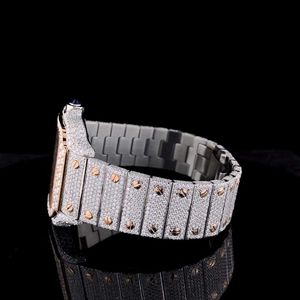 นาฬิกาเพชรคุณภาพสูงแบบกำหนดเองได้  ใหม่เอี่ยม  ฝังเพชรแล็บโกรว์  ตัวเรือนสแตนเลส  คุณภาพดีที่สุดสำหรับผู้ชาย - Product Image 3