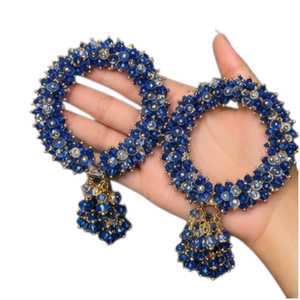 Floral Blue <b>Crystal</b> Bangles Gold Plated Vintage <b>Women's</b> Wedding <b>Bracelets</b> Pakistani Jewelry Flower <b>Bracelets</b> By AA IMPEX - Product Image 1
