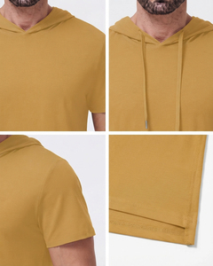 ออกแบบเสื้อฮู้ดแขนสั้นคุณภาพสูงสำหรับผู้ชาย สไตล์ใหม่ รับผลิตจำนวนมาก เสื้อฮู้ดแขนสั้นแบบสวมหัวสำหรับผู้ชาย - Product Image 6