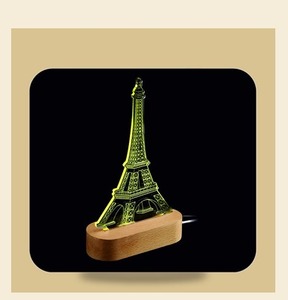 Lámpara Nocturna LED de la Torre Eiffel con Base de Madera, Diseño Creativo, Regalo Decorativo - Product Image 1