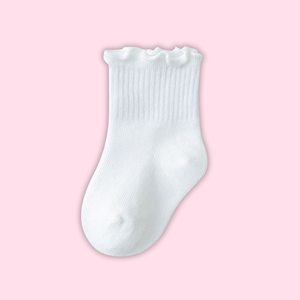 Chaussettes tricotées à volants pour bébé, respirantes, en coton doux, pour usage quotidien, avec revers, personnalisables, en gros, fabrication ODM, Vietnam - Product Image 1