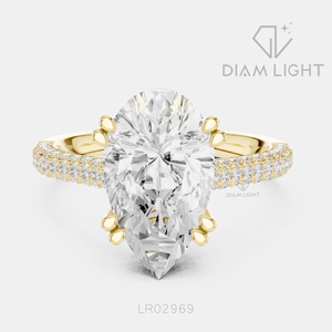 Bague en diamant de laboratoire taille poire 3,25 carats certifiée IGI, or blanc 14 carats, couleur F+, clarté VS+, pour fiançailles, anniversaire, ou cadeau - Product Image 3