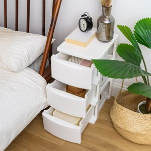Set di 2 Organizzatori Stretti a 3 Cassetti Bianchi per Camera da Letto e Soggiorno - Product Image 4