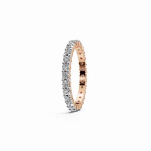 แหวนเพชรทรงกลม Eternity Band เพชรเลี้ยงในห้องปฏิบัติการ 28 เม็ด ทองคำโรสโกลด์ 10/14/18 กะรัต รับรองโดย IGI ความใส VVS หรูหราสำหรับผู้หญิง - Product Image 2
