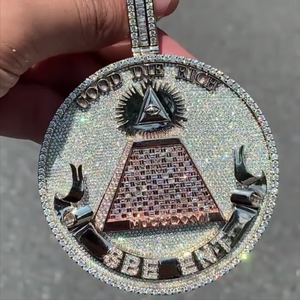 Colgante Piramidal Iced Out con Piedras de Moissanita, Plata 925, Colgante Circular de Lujo con Temática Hip Hop Rapper Bling - Product Image 2