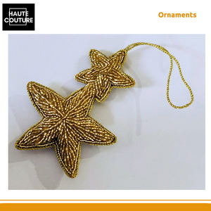 Mejor Oferta - Adornos Colgantes Festivos con Cuentas y Estrellas Doradas Bordadas a Mano de 12 cm de Largo para Decoración del Hogar de un Vendedor Indio - Product Image 3