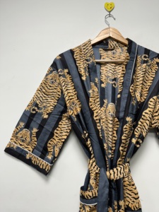 Bata Kimono de Lujo Floral 100% Algodón Transpirable Ecológica hasta el Tobillo para Primavera/Verano, Bata de Baño para Mujer, Cubierta para Spa y Playa - Product Image 1