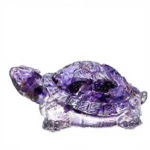 Figurine de tortue en cristal d'améthyste orgonite faite à la main, en résine, 2,7 pouces, vente en gros, décoration Feng Shui pour la maison, cadeau - Product Image 2