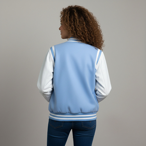 High Quality Women's <b>Quilted</b> Varsity Jacket 100% Wool Custom Embroidery Logo Customizable Design 2 Colors Sheep Skin Cotton - Product Image 6