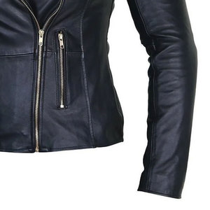 Veste courte en cuir pour femme, logo personnalisé, vêtements décontractés, meilleure qualité, sortie d'usine, fermeture éclair, en vente - Product Image 5