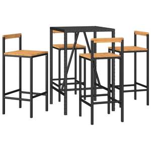 Ensemble de bar de jardin avec repose-pieds moyen en rotin PE noir – Collection de mobilier d'extérieur élégant - Product Image 3