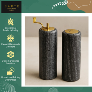 New Arrival Natural Stone Mills Handcrafted Electric-Free Durable Adjustable Eco-Friendly Marble Refillable Gravity Salt <b>Pepper</b> - Product Image 3