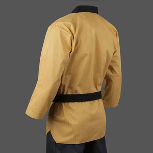 Uniforme de Kung Fu unisexe, haut doré, pantalon noir, 100% coton, vêtements d'arts martiaux durables, taille adulte, coupe régulière - Product Image 6