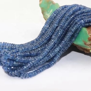 Piedra preciosa hecha a mano azul cianita facetada Rondelle cuentas nueva llegada 100% piedra preciosa para hacer pulseras y collares - Product Image 1