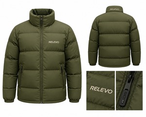 Men's Black Puffer <b>Jacket</b> Stand Collar Zipper Windproof Thick Polyester <b>Winter</b> Loose Fit Regular Length - Product Image 6