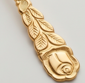 Ensemble de couverts élégants en or avec poignées à motif feuille, finition miroir haute brillance, résistant à la rouille, en métal, pour les dîners de mariage - Product Image 2