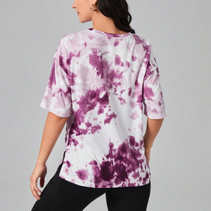 Custom Logo Womens Tie Dye T Shirts Stylish Casual Streetwear Apparel Soft Cotton <b>Tops</b> For Brand Promotion - Product Image 2
