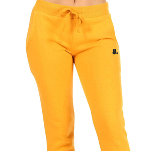 Pantalon tricoté jaune pour femme, longueur cheville, avec cordon de serrage à la taille et logo sur la jambe droite, style décontracté pour l'automne - Product Image 6