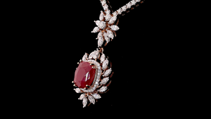 Ensemble de collier plaqué or rose avec diamants de luxe |   Bijoux de mariage avec boucles d'oreilles assorties |   Bijoux Cadeaux de Fête - Product Image 5