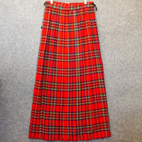 Jupe longue vintage écossaise en laine pour femme, plissée, motif tartan Royal Stewart rouge, style kilt