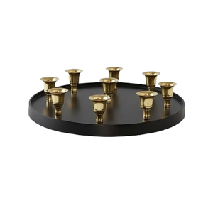 Luxury Design Metal <b>Tea</b> Light Candle Round Shape Pillar Holder Black Finished For Home Christmas Lighting Decoration - Product Image 1