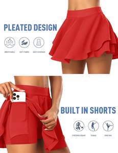 Tela que absorbe la humedad para un entrenamiento más cómodo. Falda de tenis blanca de cintura alta para correr y hacer deporte, para niñas. - Product Image 3