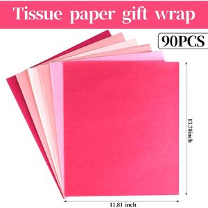 90 Fogli di Carta Velina Rosa 30x35 cm per Confezioni Regalo, Fai da Te, San Valentino, Festa della Mamma, Compleanno, Forniture per Feste - Product Image 3