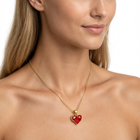 Collier Pendentif Cœur en Cristal Zircon CZ QIKU, Élégant Plaqué Or, Collier de Couple pour Femme, Idéal Mariage et Fêtes
