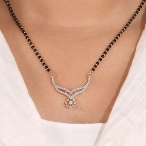 Round Cut Diamond Mangalsutra <b>Necklace</b> Special gift Luxury Look's For Indian Bridal VVS-VS Clarity IGI Certified From india - Product Image 4