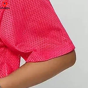 T-shirt court en maille pour femme, style sport, écologique, de haute qualité, avec logo personnalisé, tissu respirant pour l'été – Vente en gros - Product Image 4