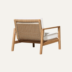 Fauteuil de salon moderne en teck massif avec coussin en tissu pour meubles de salon - Product Image 3