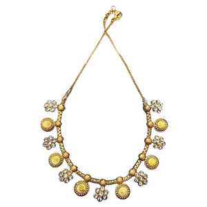 Matte Coin Style 18K Gold Plated Zircon Geometric Casual Choker Necklace Set - Product Image 2